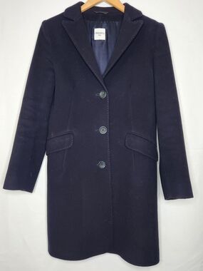Cinzia Rocca Icons Navy Wool Single-Breasted Pea Coat